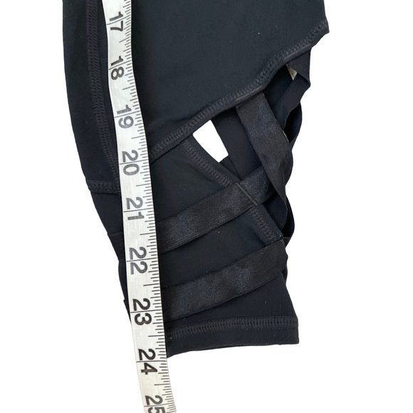 Athleta Solid Black High Rise Strappy Lattice Sublime 7/8 Tight Leggings S 77816 - Picture 7 of 15